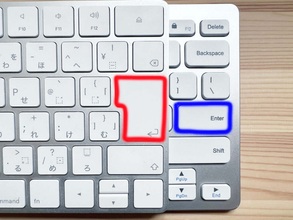 Anker ウルトラスリム Bluetooth ワイヤレスキーボードとApple Magic KeyboardのEnterキーの大きさの違い